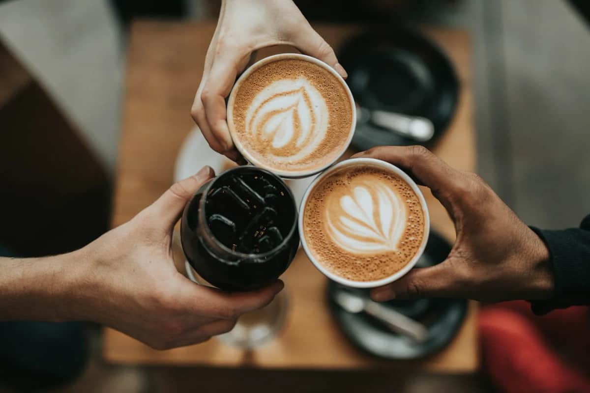 Coffee and pastry on a marble table